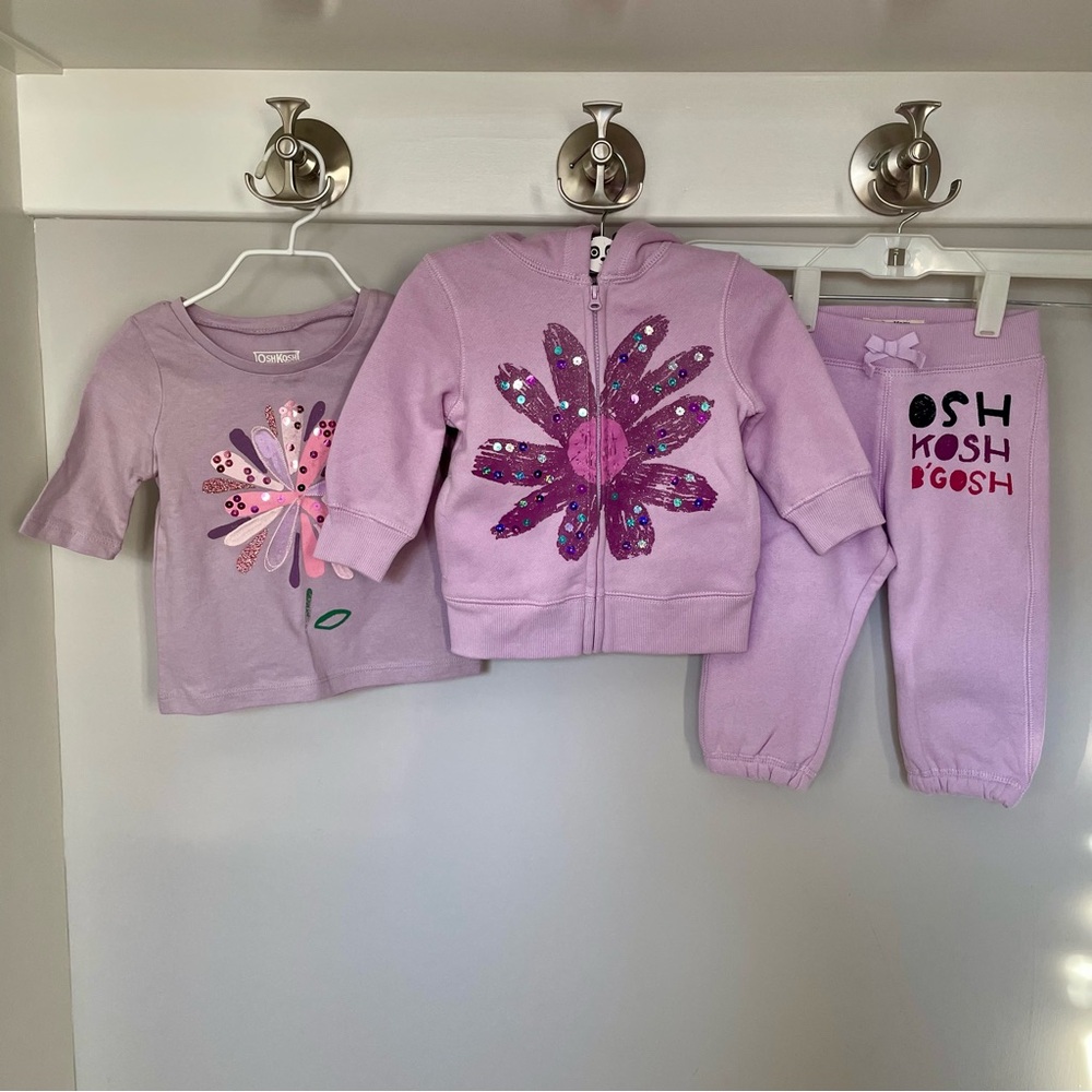 NWT OshKosh B’gosh Lavender 3-Piece Set • 12 Months